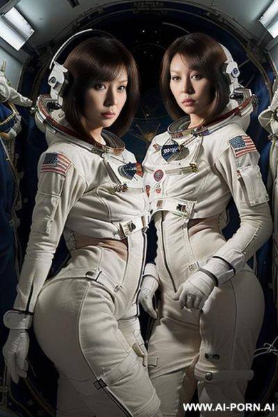 (((scared astronaut woman)), (half-naked astronaut cosplay), ((looking at the camera)), ((eyes contact)), full body view, ((massive hips)), huge curves, huge cleavage, legs open, (pussy visible), ((no panties)), astronaut helmet - ai-porn.ai on pornsimulated.com