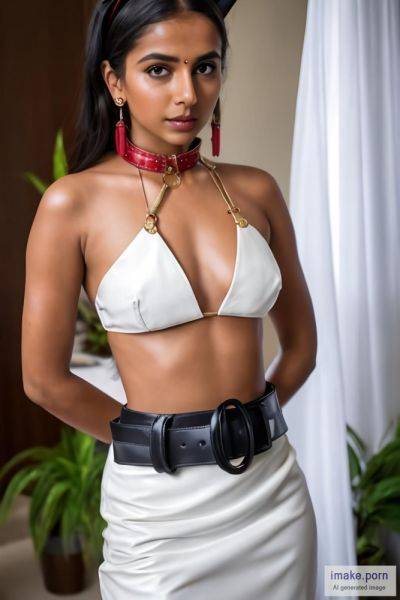 Indian girl with leather neck colar belt around her neck and cat... - imake.porn - India on pornsimulated.com