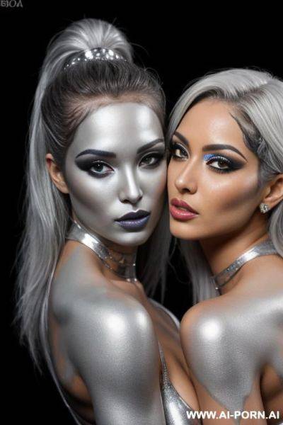 Multiple gorgeous brazilian bimbos covered completely with silver bodypaint - ai-porn.ai - Brazil on pornsimulated.com