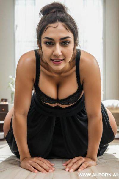 Saggy low cheeks, low jaw, low cheekbones, (upper body portrait), ((wearing black bra)) - ai-porn.ai on pornsimulated.com