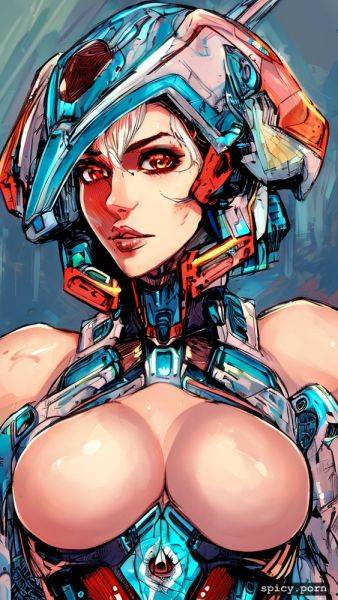 Busty, comprehensive cinematic, vibrant, strong warrior robot - spicy.porn on pornsimulated.com