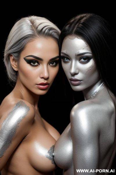 Multiple gorgeous brazilian bimbos covered completely with silver bodypaint - ai-porn.ai - Brazil on pornsimulated.com