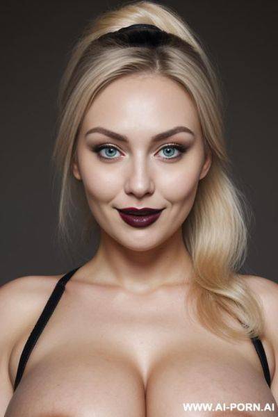 Saggy low cheeks, low jaw, low cheekbones, (upper body portrait), ((wearing black bra)) - ai-porn.ai on pornsimulated.com