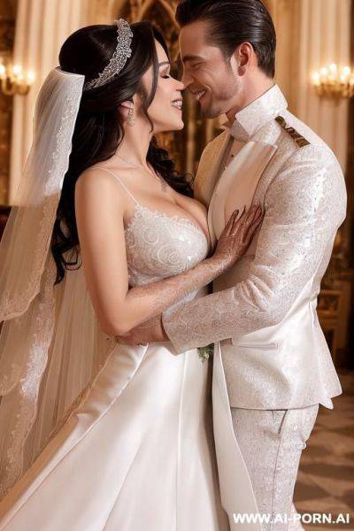 ((((douglas and regina)))) ((((hyper realistic)))) ((((couple portrait)))) ((((blessed wedding )))) ((((dazzling bride with handsome groom)))) ((((shiny wonderful dress with gigantic cleavage)))) ((((teardrop - ai-porn.ai on pornsimulated.com