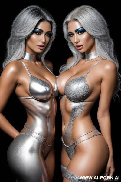 Multiple gorgeous brazilian bimbos covered completely with silver bodypaint - ai-porn.ai - Brazil on pornsimulated.com