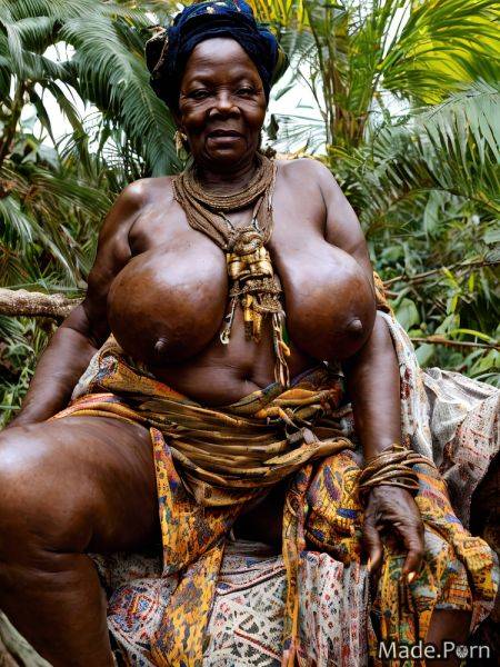 Spreading legs skinny sitting saggy tits gigantic boobs african jungle AI porn - made.porn on pornsimulated.com