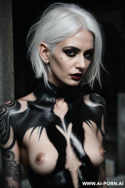 Fully naked goth grunge babe, black tattoos - ai-porn.ai on pornsimulated.com