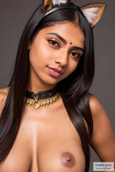 Indian girl with leather neck colar belt around her neck and cat... - imake.porn - India on pornsimulated.com