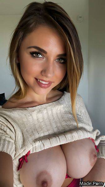 Athlete long hair natural tits brown sweater masturbation cum on tits AI porn - made.porn on pornsimulated.com