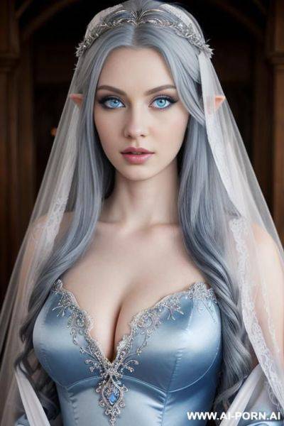 Light blue eyes, blue gray eyes, elven bride - ai-porn.ai on pornsimulated.com