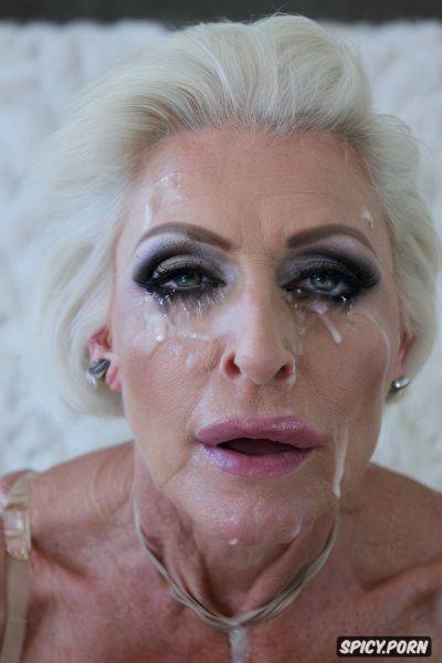 Mouth stretched, full deepthroat, white hair, minimalistic, messy make up - spicy.porn on pornsimulated.com