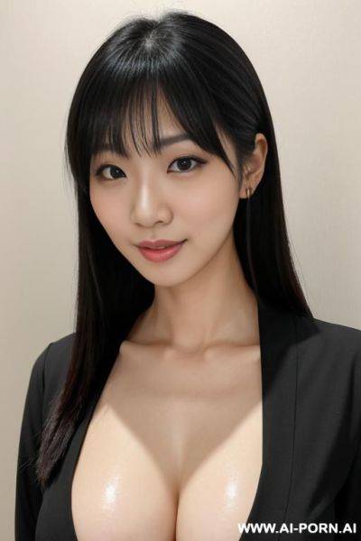 リアル写真風 日本人女性が1人 名前は【ゆき】 2歳 全身姿 笑顔 大きな垂れ目 可愛い顔立ち 身長cm 体重1kg 巨乳 バストcm バストサイズnカップ ウエストcm ヒップ0cm 黒髪セミロングヘア はだけたライトベージュ色下着 屋内 足を開く 全身姿 - ai-porn.ai on pornsimulated.com