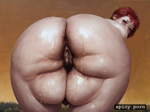 Hairy fat vagina, complete view, spreading dirty ass, hairy naked no clothes chubby xxl pale skin short haired european with huge tits and open ass - spicy.porn on pornsimulated.com