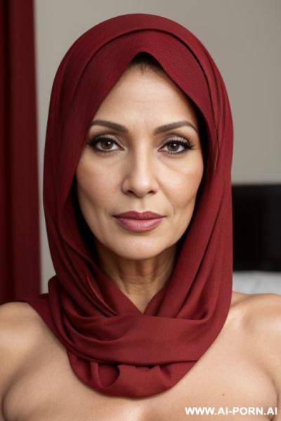 1 milf, 0 years old, realistic, beautiful face, hd, k, detail, high detail, k, full body, beautiful face, full body, red hijab, nude, naked, spread clothes. - ai-porn.ai on pornsimulated.com