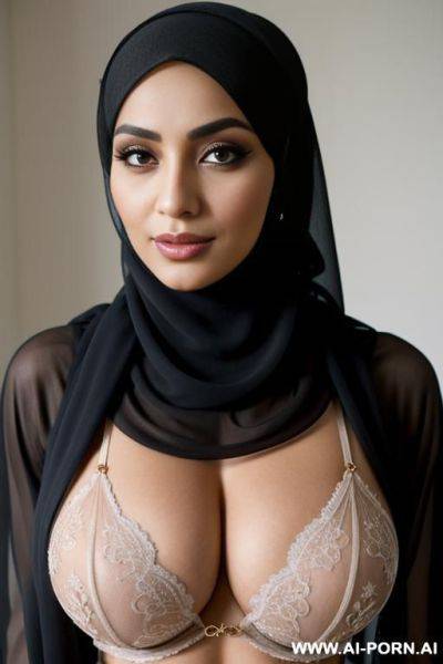 Arab woman wearing a sheer hijab - ai-porn.ai on pornsimulated.com