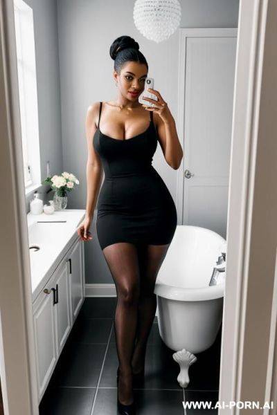 0 years old woman, naked with black man in bathroom taking a selfie - ai-porn.ai on pornsimulated.com