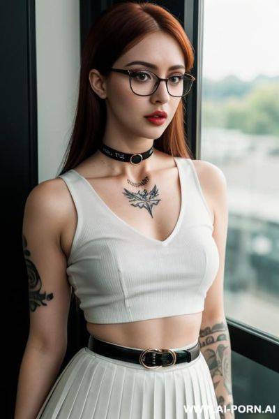 (choker) (thick rimmed glasses) (neck tattoo) - ai-porn.ai on pornsimulated.com