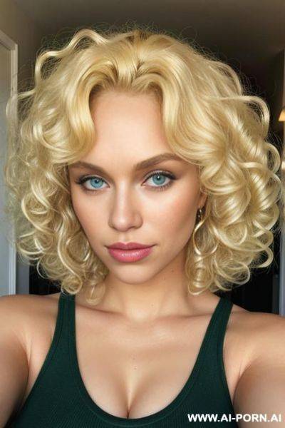 Green eyes, big sexy puffy blond curly bob, huge fluffy curls, big curly blonde hair, big soft fluffy bouncy blonde curls - ai-porn.ai on pornsimulated.com