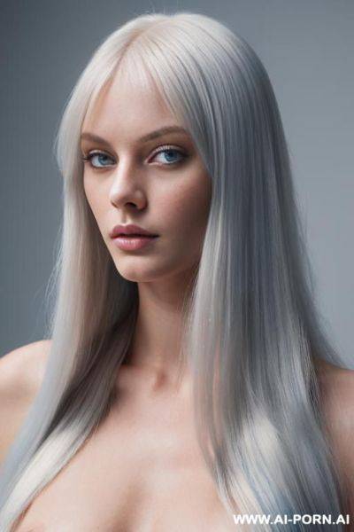 Scandinavian beauty, voluminous hair,, eye contact, sky blue eyes, (((elaborate long hair)), totally naked - ai-porn.ai on pornsimulated.com