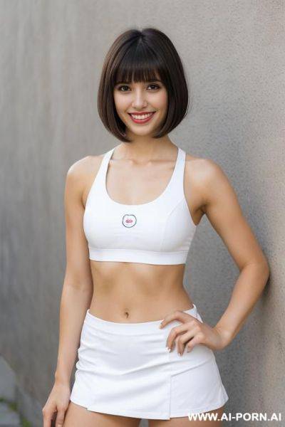 Eye contact nis court white sports bra white miniskirt - ai-porn.ai on pornsimulated.com