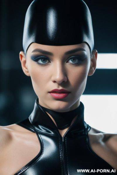 High quality, highly detailed, photorealistic, k, cyberpunk, black open military uniform, black militarty cap, epaulettes, a dramatic, high-contrast photograph of an 1-year-old woman, super , sharp shws, - ai-porn.ai on pornsimulated.com