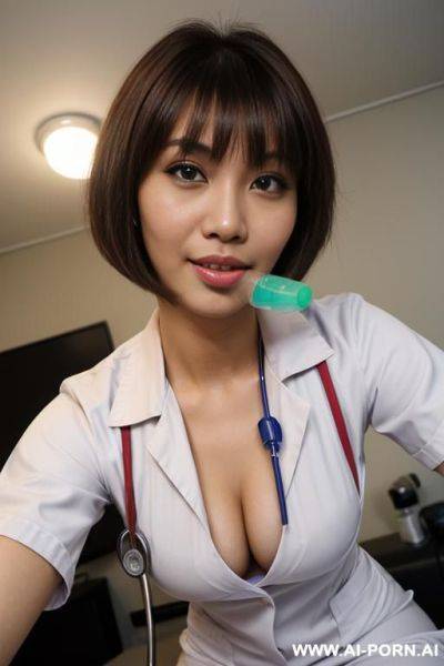 ((sucking a 20 cm cock)), ((nurse)) ((he cum in her face)) ((fellatio)) - ai-porn.ai on pornsimulated.com