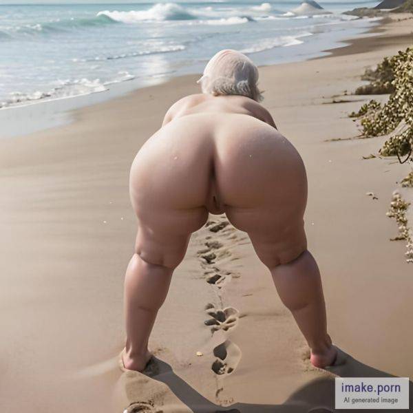 Granny, SSBBW, BBW, White Hair, Short Hair, European, Beach,... - imake.porn on pornsimulated.com