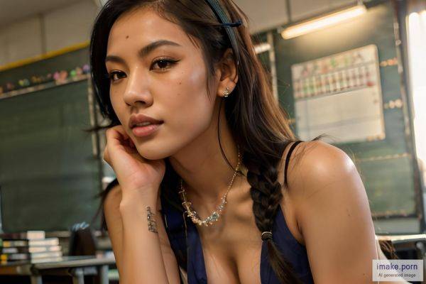 Asian, Two Girls, Kissing, Jewelry, Piercing, Schoolgirl, Skirt,... - imake.porn on pornsimulated.com