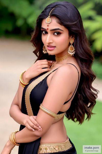 Indian girl Nidhhi Agerwal with black devil horns and gold crown... - imake.porn - India on pornsimulated.com