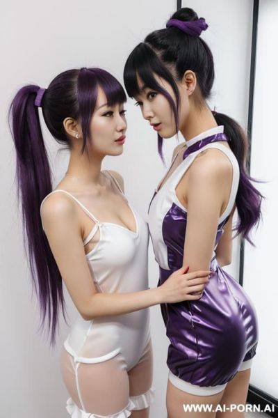 White tight dress, 2 woman, touching each other - ai-porn.ai on pornsimulated.com