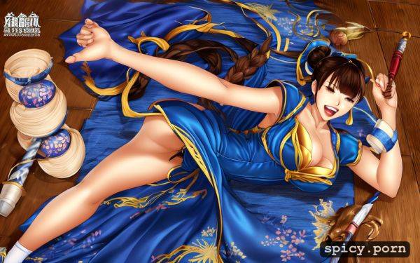 Yell, dark blue and gold silk dress long, japanese woodblock print - spicy.porn - Japan on pornsimulated.com