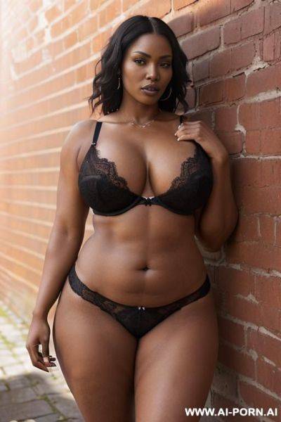 ((sexy, hot, attractive milf, a black woman)) ((realistic milf, mature woman, gothic woman)) ((sexy standing position, direct eye contact, indifferent look,)) (wide hips, massive thighs) (shows hairy - ai-porn.ai on pornsimulated.com