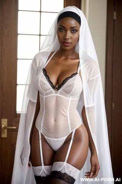 Young, african american nun, sheer white lingerie - ai-porn.ai - Usa on pornsimulated.com