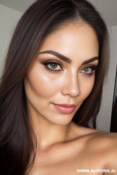 Perfect woman, perfect body, seductive, craving, detailed face, beautiful face, large tear drop breast, fit, irresistible, miss universe, (hairy pussy), (((happy pussy))), enticing, heavy makeup, chin dimple - ai-porn.ai on pornsimulated.com