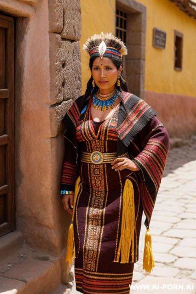 Ancient inca woman in inca city, ancient inca dress - ai-porn.ai on pornsimulated.com