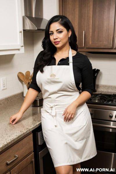 Thick latina in kitchen with only apron - ai-porn.ai on pornsimulated.com