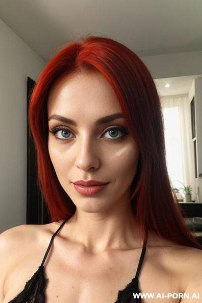 Italian woman, , green eyes, red hair, cum on face - ai-porn.ai - Italy on pornsimulated.com