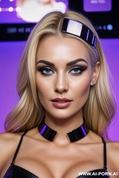 Hot blonde with a led screen on her forehead - ai-porn.ai on pornsimulated.com