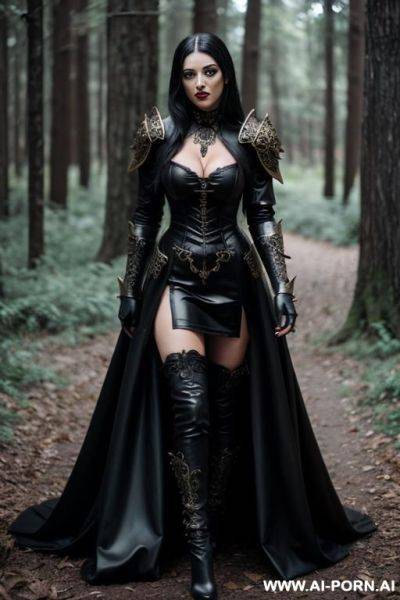 Vampire, forest, leather ornate armor, dress - ai-porn.ai on pornsimulated.com