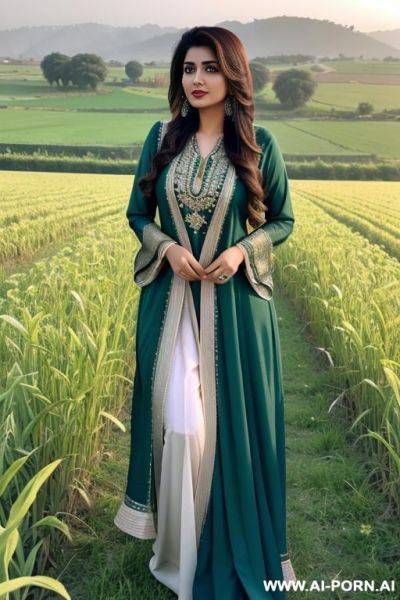 A pakistani woman wearing pakistani dress showing her bare private parts in fields to me - ai-porn.ai - Pakistan on pornsimulated.com