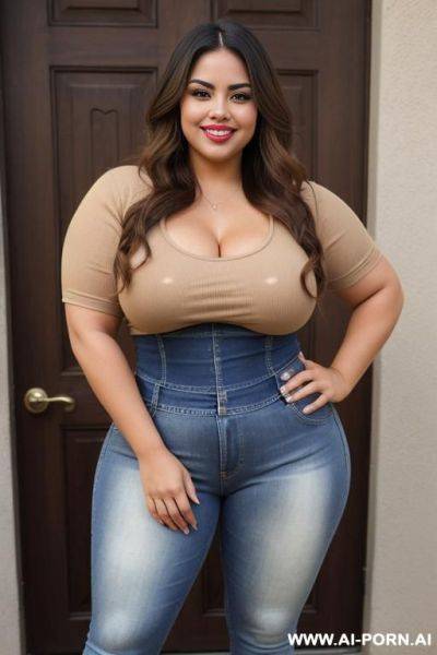 Extra thicc, , super plump, gorgeous supermodel mexican, pear shaped, pretty face, gap tooth, tan, tight clothes - ai-porn.ai - Mexico on pornsimulated.com