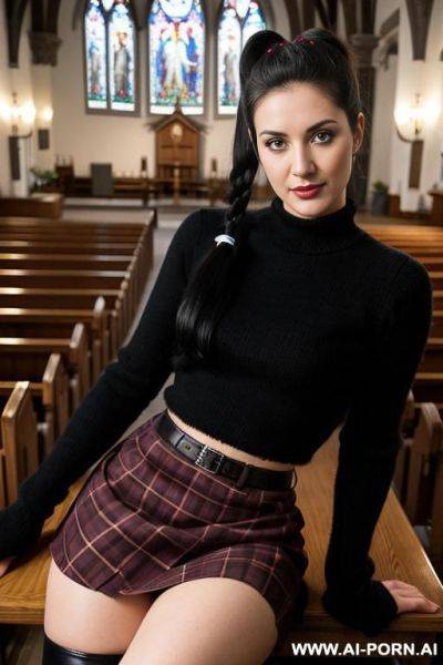 Plaid skirt, knee high boots - ai-porn.ai on pornsimulated.com