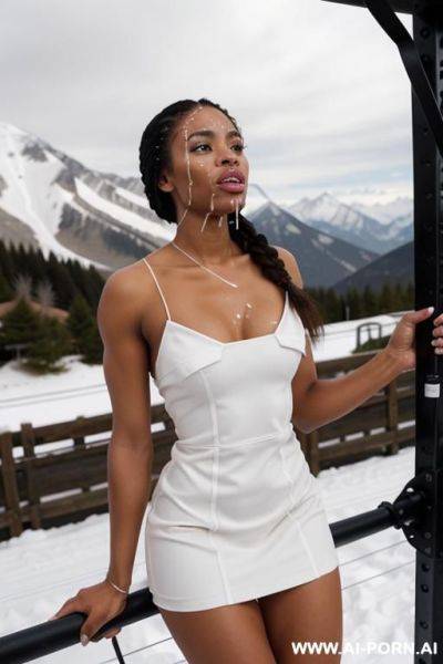Black latin woman with boobs. she has black long messy hair. she is masturbating in the bed - ai-porn.ai on pornsimulated.com