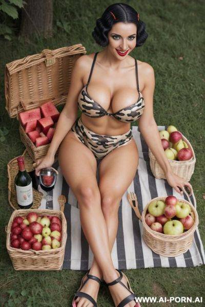 Extremely tanned skin, extremely gigantic boobs, camouflage boobs - ai-porn.ai on pornsimulated.com