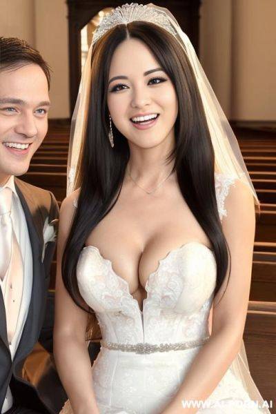 ((((douglas and regina)))) ((((couple portrait)))) ((((handsome groom and dazzling bride)))) ((a woman with long straight black hair)) ((my faithful dream girlfriend)), ((light descending)), ((((gigantic cleavage)))) - ai-porn.ai on pornsimulated.com