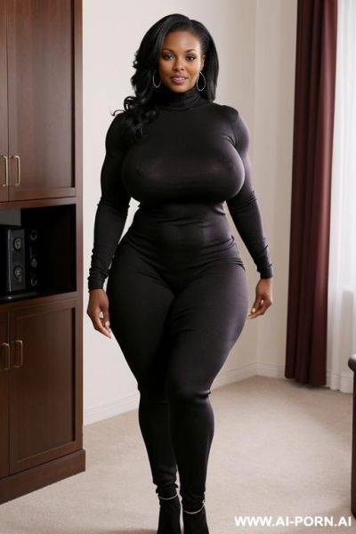 Black femdom milf in turtleneck enormous tits extremely muscular and large legs nudee - ai-porn.ai on pornsimulated.com