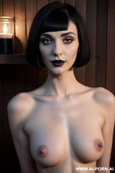 Goth with tatoos and black lipstick with no tits - ai-porn.ai on pornsimulated.com