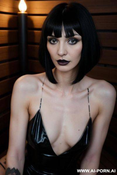 Goth with tatoos and black lipstick with no tits - ai-porn.ai on pornsimulated.com