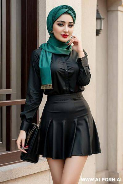 Pakistani women with headscarf wearing long sleeve shirt and skirt - ai-porn.ai - Pakistan on pornsimulated.com