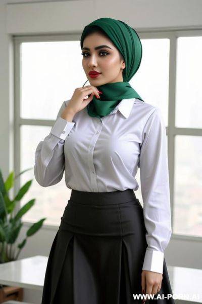 Pakistani, headscarf, long-sleeve shirt, skirt - ai-porn.ai - Pakistan on pornsimulated.com